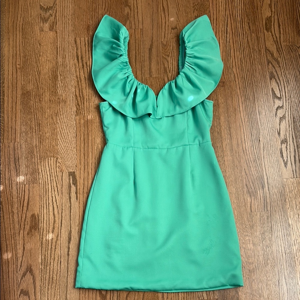 Do + Be Green Ruffle Dress